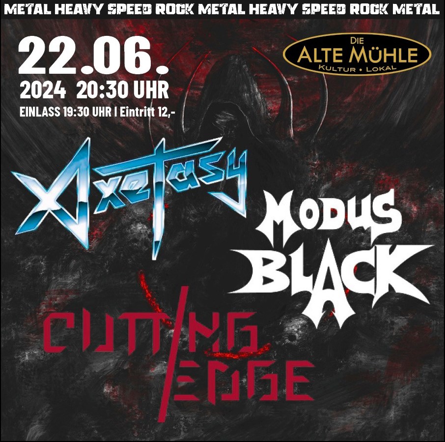METAL-KONZERT mit Axetasy, Modus Black und Cutting Edge