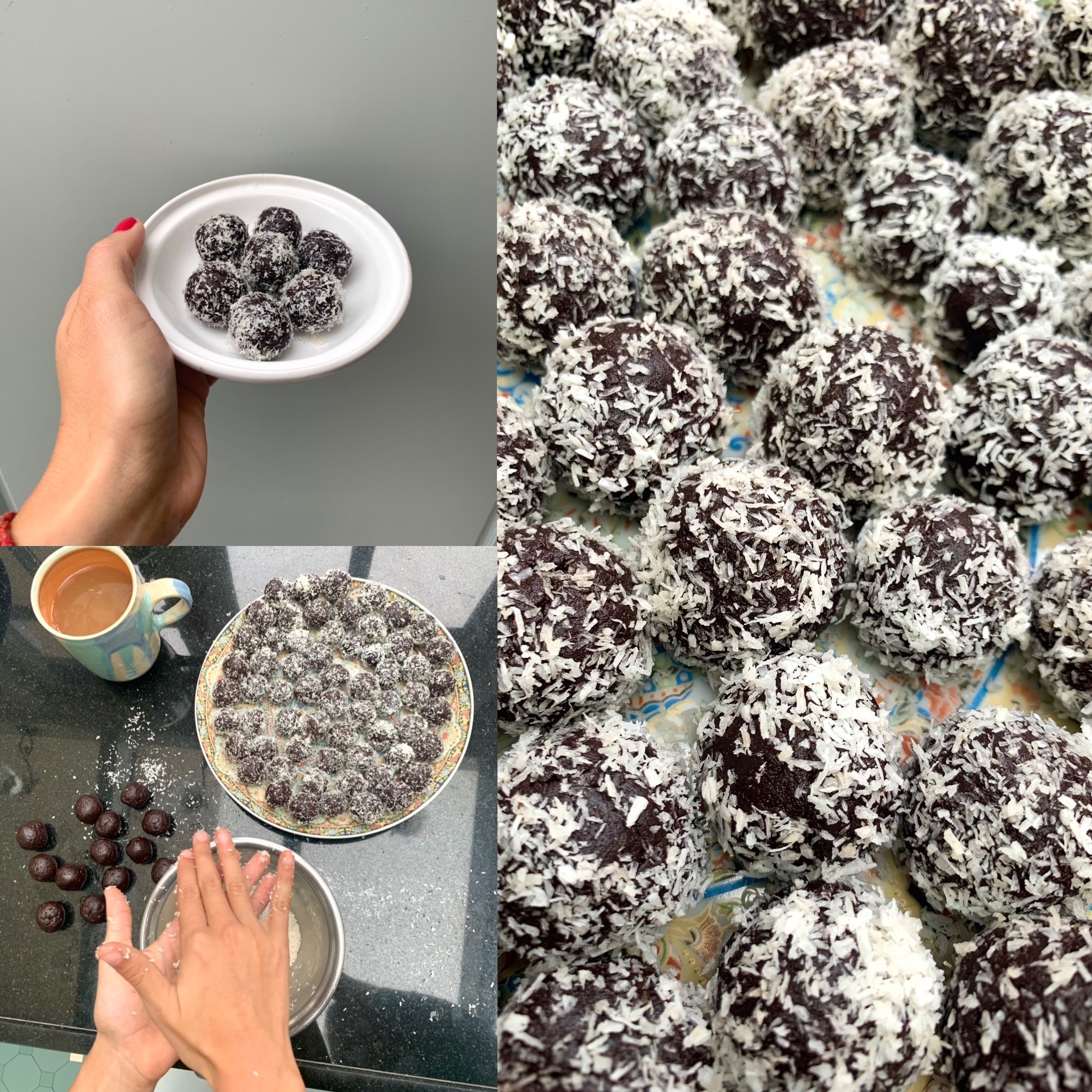 chocolate date truffles, truffles, brownie bites, treats, baking with kids, backen mit kindern, no bake