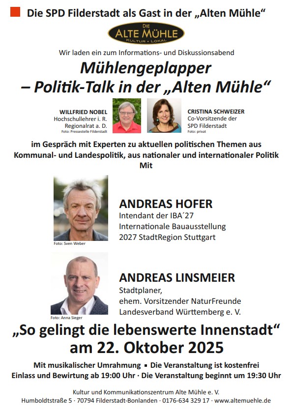 Mühlengeplapper – Polit-Talk in der Alten Mühle
