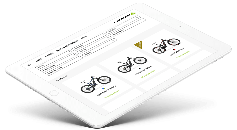 County-Selection, Händlersuche, Bike-Finder und Bike-Vergleich mit länderspezifischen Contents und Funktionen