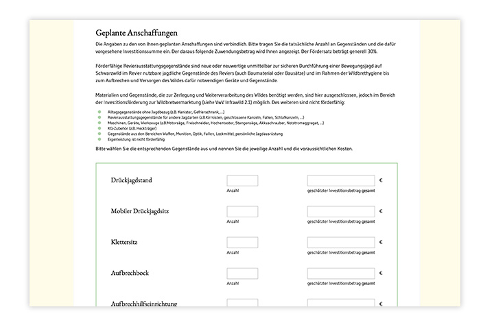 Jagdförderung, screenshot, website