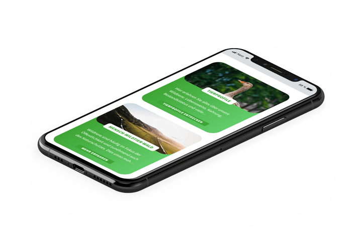 Wildtierportal, mobile Ansicht
