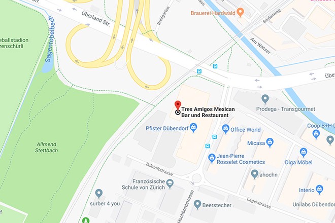Karte, Duebendorf, Tres Amigos, Anfahrt