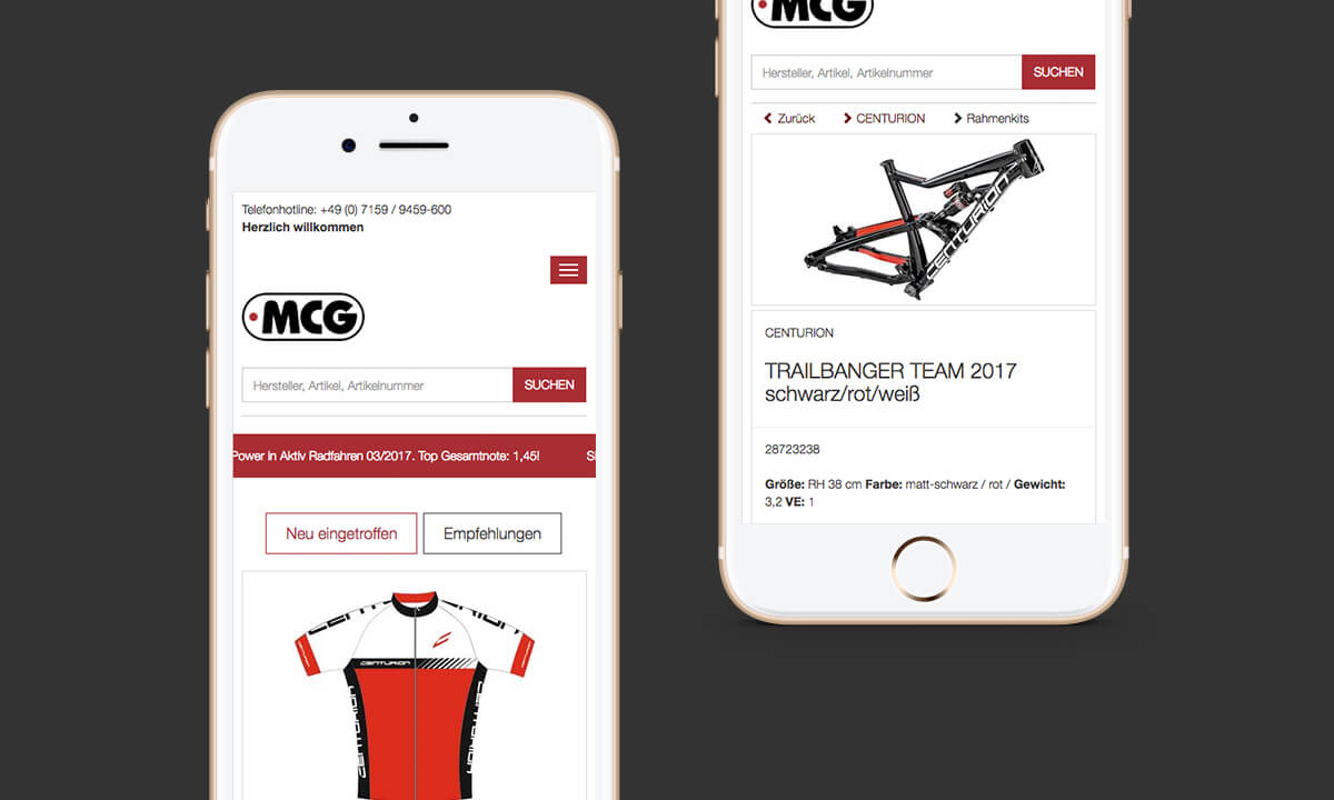 Die mobile Ansicht stellt Produkte optimal dar, Handy oder auch Tablet