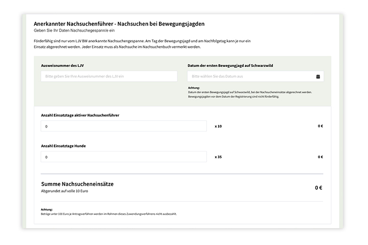 Jagdförderung, screenshot, website